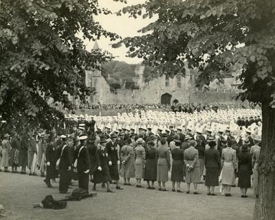 Inspection outside Wells Cathedral by the Princess Royal with Mrs Ridley