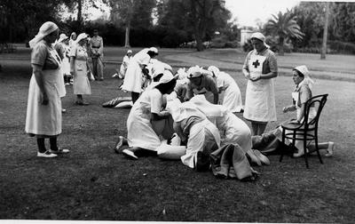 Inspection of Red Cross Society in the Sudan at The Palace, Khartoum, by Sir Hubert Huddleston and Mrs Barbara Forward