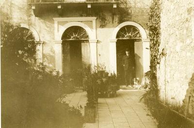 Black and white photograph of the doorway of the British Consulate in Preveza - Balkan War 1912-1913