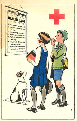 Colour postcard for the Junior Red Cross, December 1929