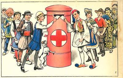 Colour postcard for the Junior Red Cross December 1929