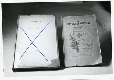 Black and white photograph of an archive item on display at Barnett Hill