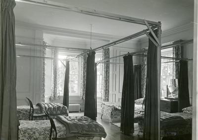 Black and white photograph of the interior of Barnett Hill