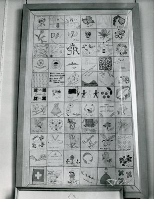 Black and white photograph of the Changi quilt