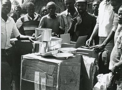Black and white photograph of Red Cross work in Angola 1978