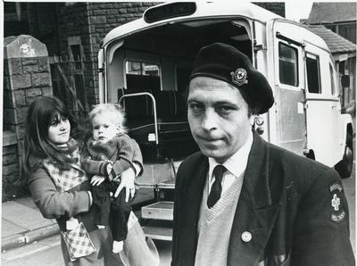 Black and white photograph from Red Cross News June 1976 of Gerwyn Owen