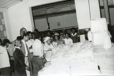 Black and white photograph of work in Ethiopia 1975