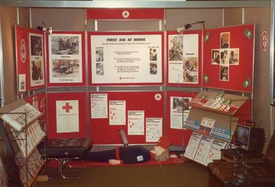 Colour photograph of a Red Cross display on First Aid