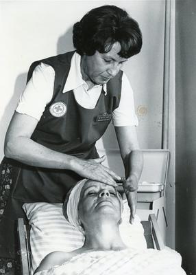 Black and white photograph of Beauty Care services