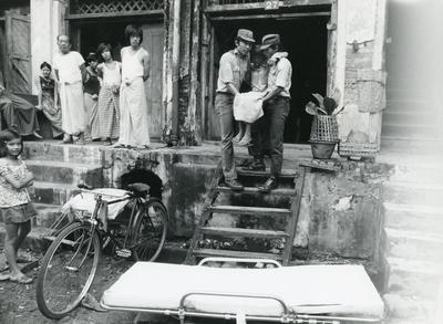 Black and white photograph of the Burma Red Cross Society