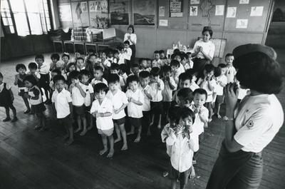 Black and white photograph of the Burma Red Cross Society