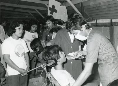 Black and white photograph of the Philippines Red Cross Society