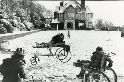 Black and white photograph for World Red Cross Day 1981 - Bois Larris rehabilitation centre for disabled children run by the French Red Cross