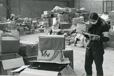 Black and white photograph of relief work following the Italian Earthquake of 1980