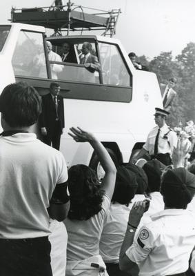 Black and white photograph of the visit of Pope John Paul to the United Kingdom
