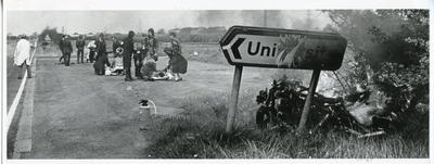 Black and white photograph of disaster training in Northern Ireland