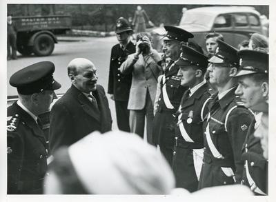 Black and white photograph of Opening of the Special Exhibition at BRCS NHQ 1951