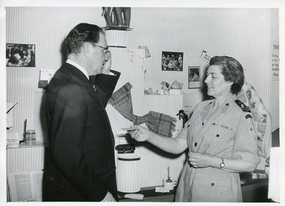 Black and white photograph of Special Exhibition at BRCS NHQ 1951