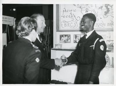 Black and white photograph of Special Exhibition at BRCS NHQ 1951