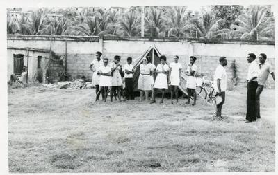 Black and white photograph of activities of the Dominican Red Cross