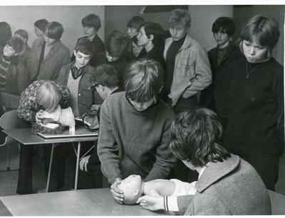 Black and white photograph of the Iceland Junior Red Cross