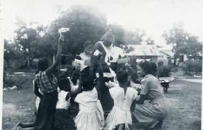 Black and white photograph of activities of the Jamaican Red Cross