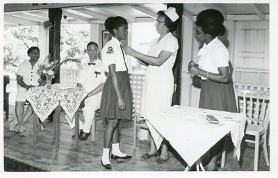 Black and white photograph of the St Kitts Junior Red Cross