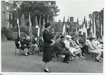 Black and white photograph of the International Youth Leaders' Conference at Barnett Hill