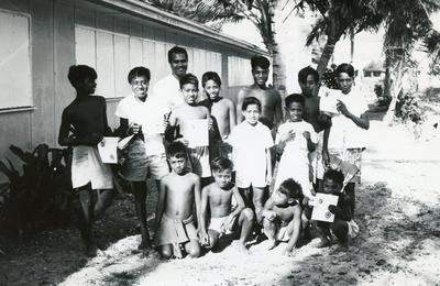 Black and white photograph of Gilbert and Ellice Islands Junior Red Cross