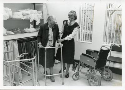 Black and white photograph of the mobility aid service