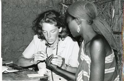 Black and white photograph of Red Cross work in Ethiopia 1974