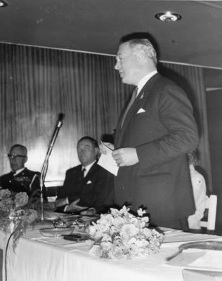 Sir Patrick Renison, Vice Chairman of the British Red Cross Society at the Annual General Meeting, 1964; RCB/2/13/5/51