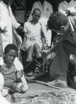Black and white photograph of Red Cross work in Ethiopia 1978