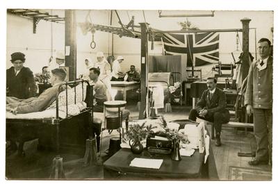 V.A.Ds attending to wounded soldiers in a hospital in Cambridgeshire