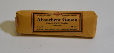 Packet of white absorbent gauze