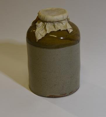 Stoneware jar containing Saline Solution