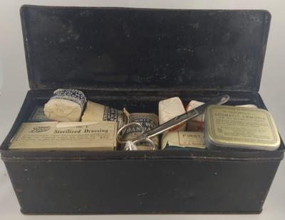 Rectangular First Aid tin with contents