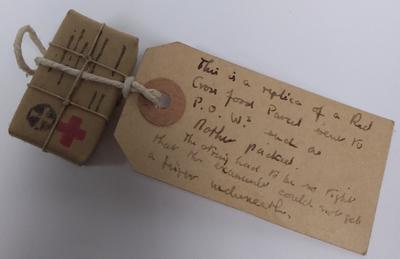 Miniature replica Prisoner of War food parcel