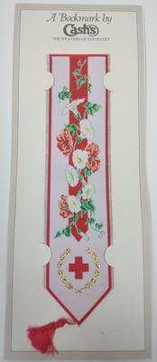 Fabric bookmark with design incorporating Red Cross emblem