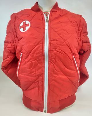 Red quilted anorak