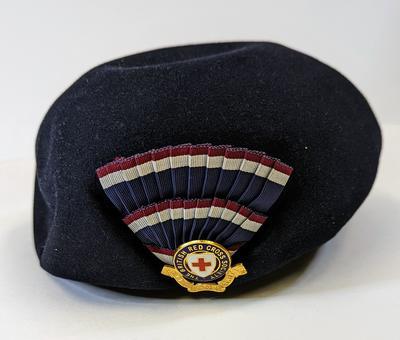 British Red Cross beret, from the uniform of Angela Pery, Countess of Limerick