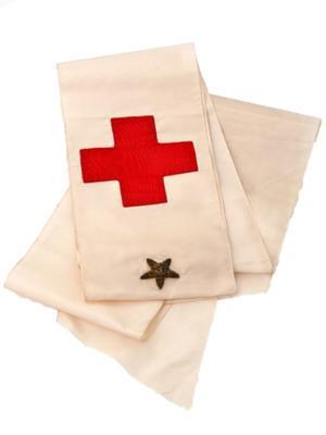 Silk sash with Red Cross emblem and embroidered gold star