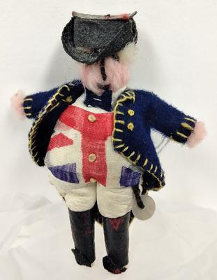 Small woollen doll dressed as John Bull