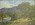 Red Cross Picture Library print: Un-named: pastoral scene, wooded mountains, lake, group with children and dog