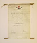 silk scroll presented by the Indian Red Cross Society for assistance to Bangladeshi evacuees, 1971-1972