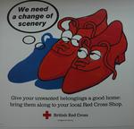 posters produced to hang in British Red Cross Shops appealing for donations