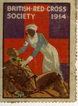 British Red Cross Society War stamp: 'nurse and wounded soldier,' 1914