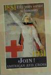 American Red Cross recruitment poster, '1881 Fifty years service to humanity 1931 Join! American Red Cross'.