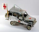 Model Red Cross large land cruiser made from cooking oil tins by children in Angola