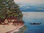 Painting of Nigerian coastal scene